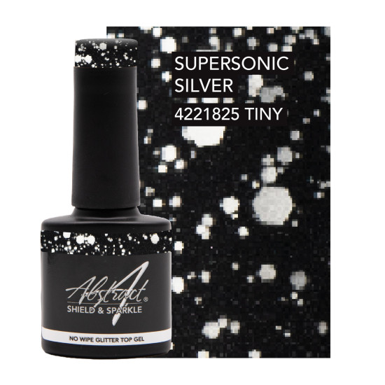 Shield & Sparkle (No Wipe Glitter Top Gel) Glitter SUPERSONIC SILVER 7.5ml
