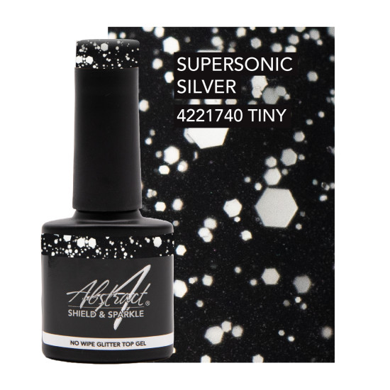 Shield & Sparkle (No Wipe Glitter Top Gel) Glitter SUPERSONIC SILVER 7.5ml