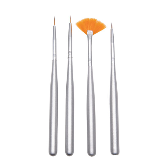 Nail Art Brush Set SILVER set of 4