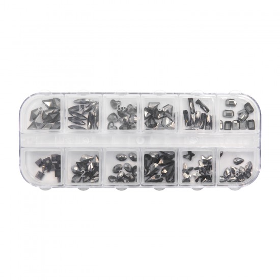 Luxe Tray GUNMETAL MIXED SHAPES Rhinestones