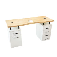 Manicuretafel Loft Stijl EIKEN/MAT WIT 150cm