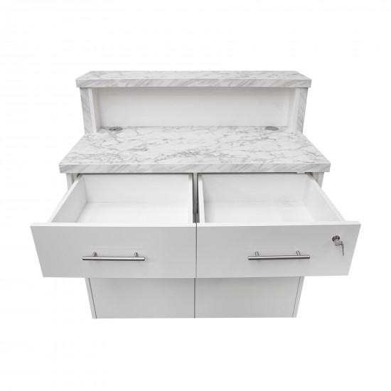 Reception Desk Marble Carrara White 130cm